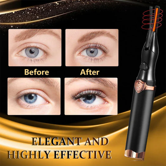 Before and after results showcasing Vynzo CurlPro Heated Eyelash Curler for luxury lash enhancement.