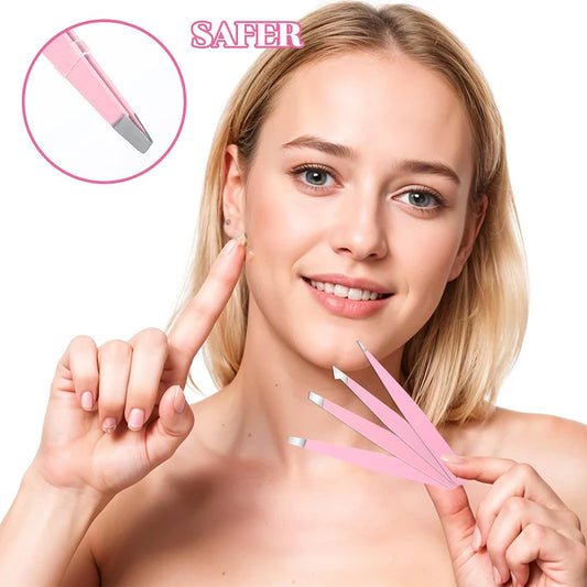 Vynzo Eyebrow Tweezer Set showcasing multiple tip styles for precise hair removal and shaping.