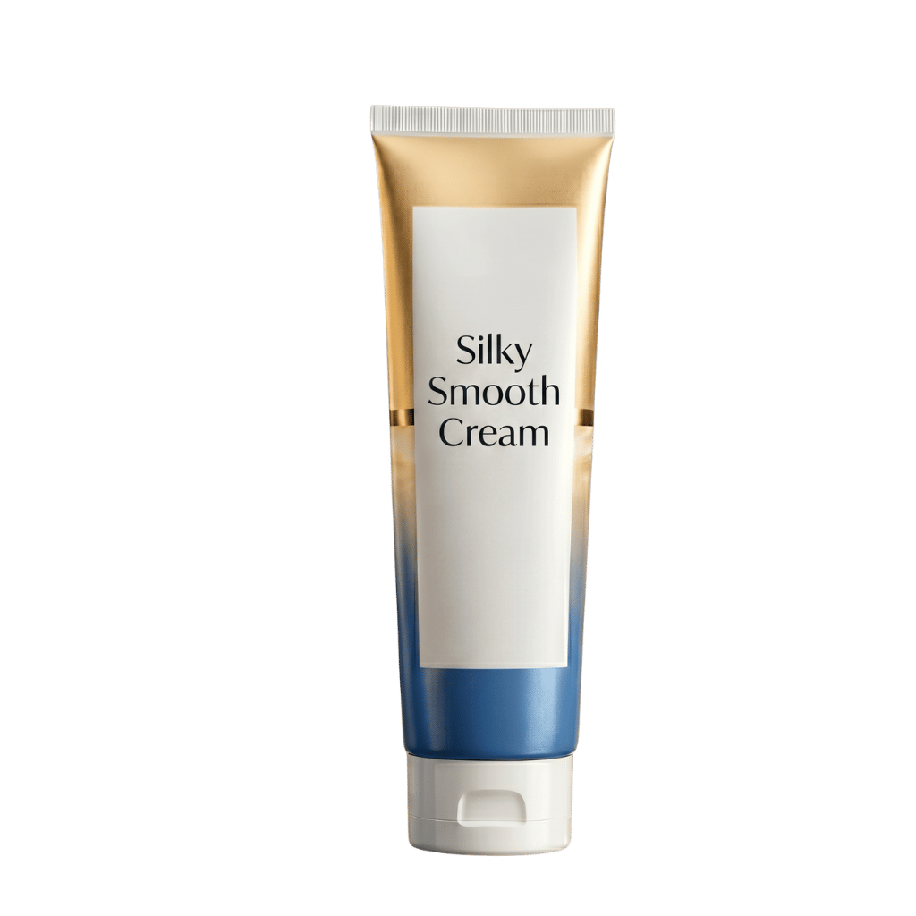 Silky Smooth Cream tube showcasing its lightweight texture and moisturizing benefits for soft, refreshed skin.