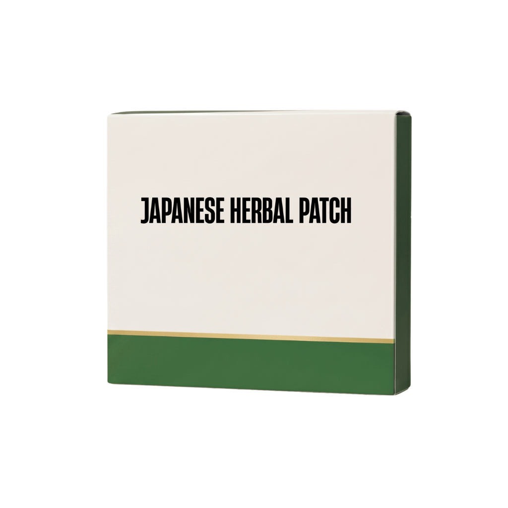 Japanese Herbal Patch packaging showcasing the calming and soothing design of the product.