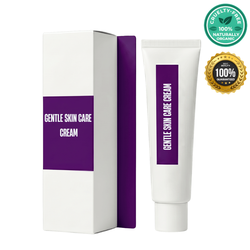 Gentle Skin Care Cream in tube and box packaging, promoting a softer and smoother complexion.