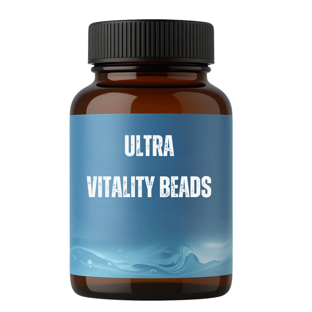 Jar of Ultra Vitality Beads skincare product for soft and nourished skin.