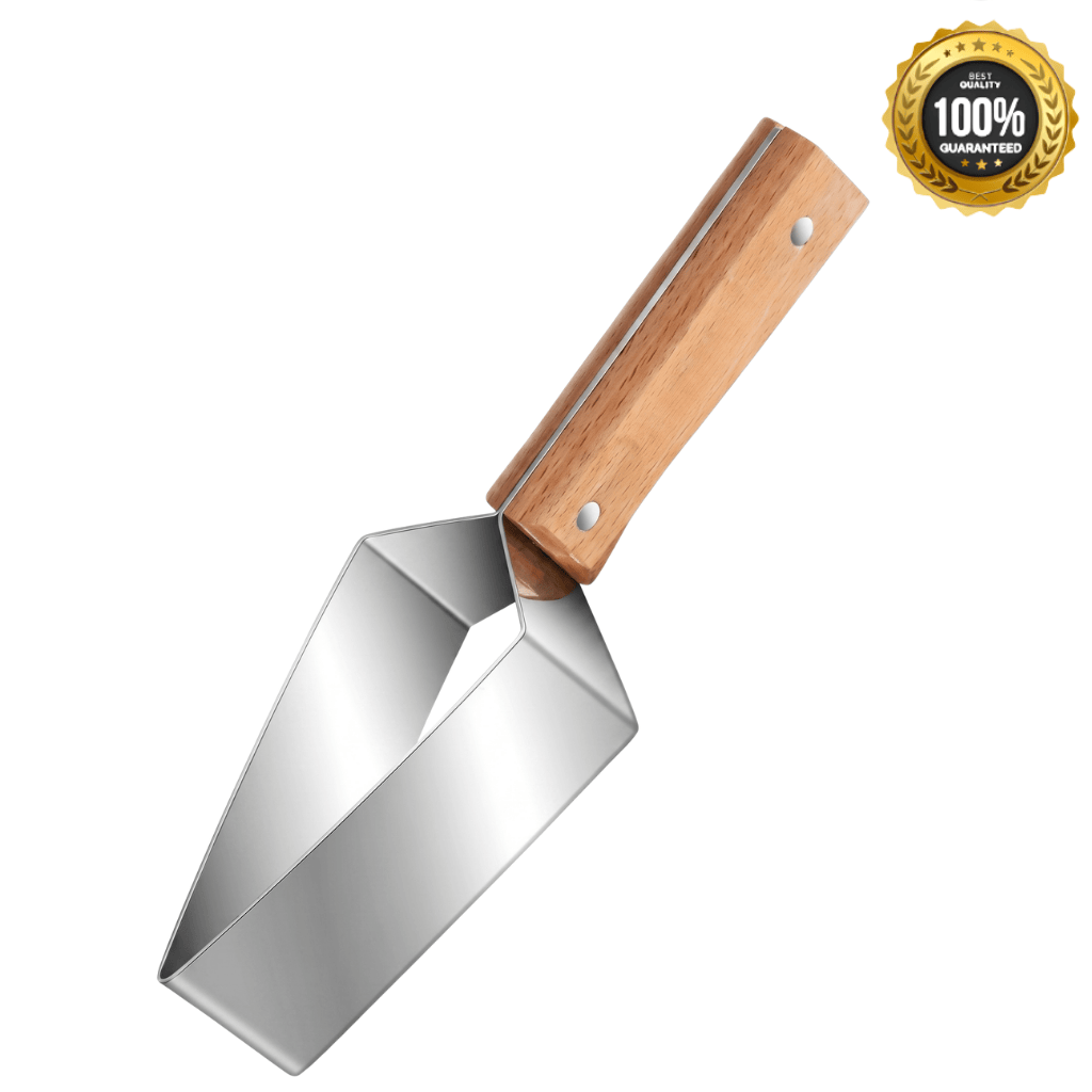Watermelon Slicer with stainless steel blade and wooden handle for easy fruit preparation.