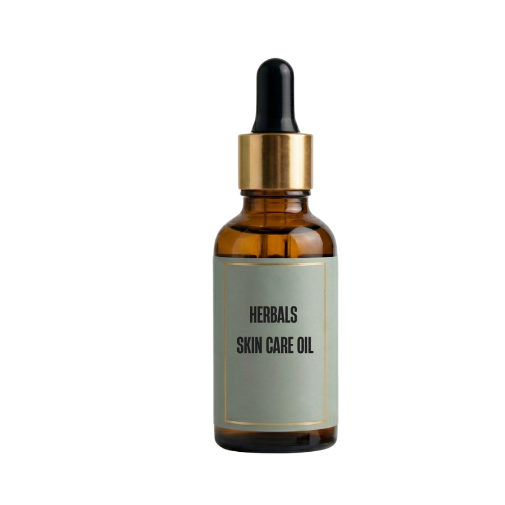 Herbals Skin Care Oil in a glass dropper bottle for smooth, even complexion and nourished skin.