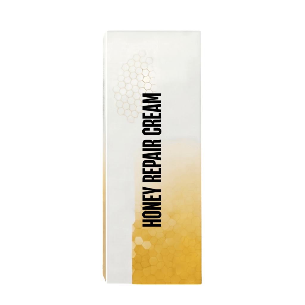 Luxe Honey Repair Cream packaging featuring a honeycomb design and a smooth gradient finish.