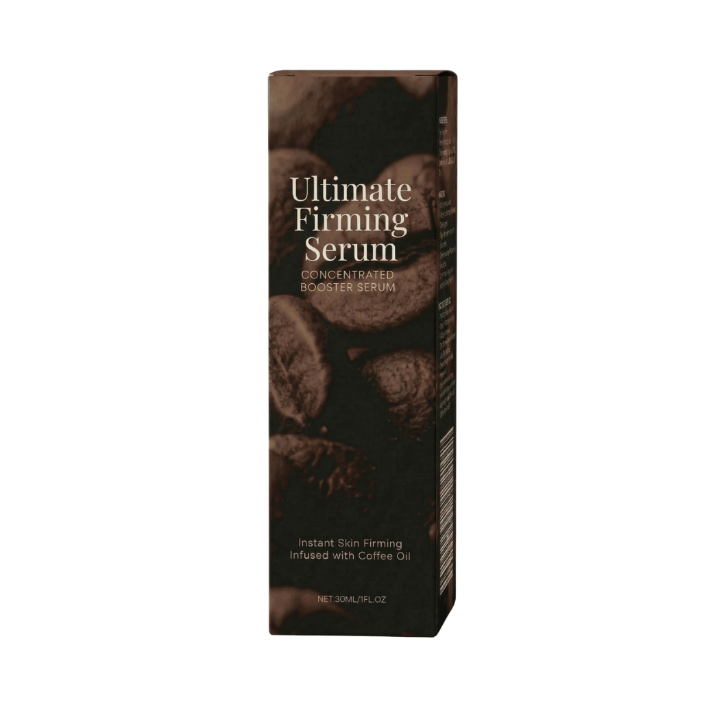 Ultra Firming Serum packaging, a concentrated booster serum for instant skin firming with coffee oil.