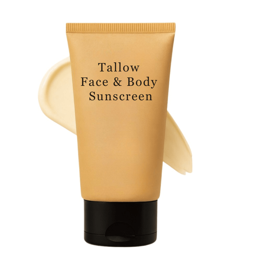 Tallow Face and Body Sunscreen tube showcasing its smooth, easy-to-wear formula for daily sun protection.