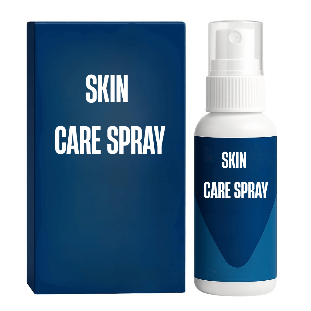 Skin Care Spray bottle and box with a sleek design for refreshing and radiating skin.