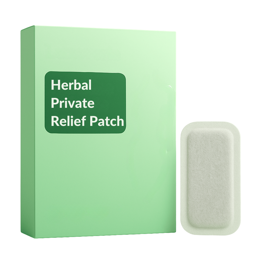 Herbal Private Relief Patch packaging with the skincare patch on the side for daily beauty routine.