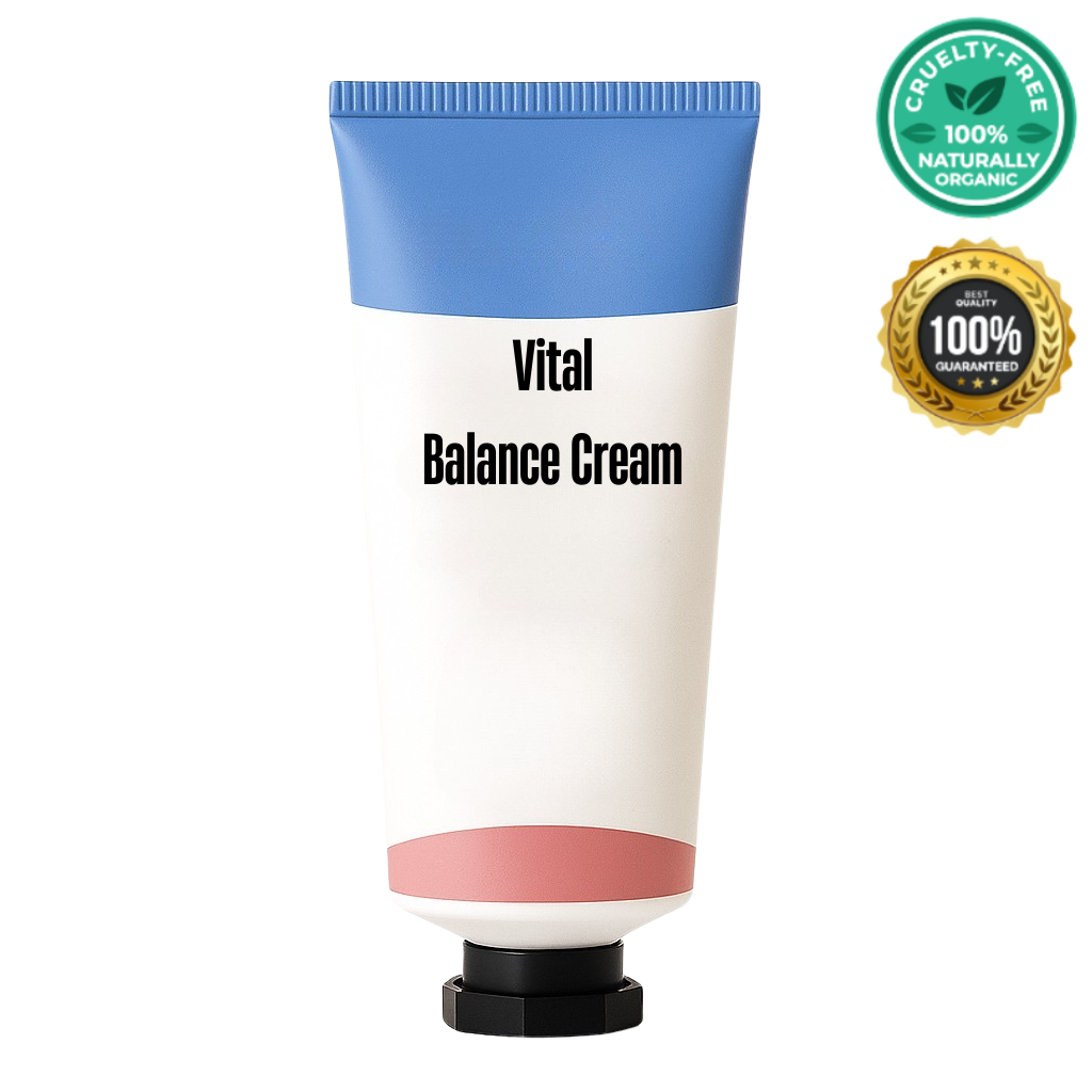 Vital Balance Cream tube showcasing its gentle, lightweight formula for daily skin care.