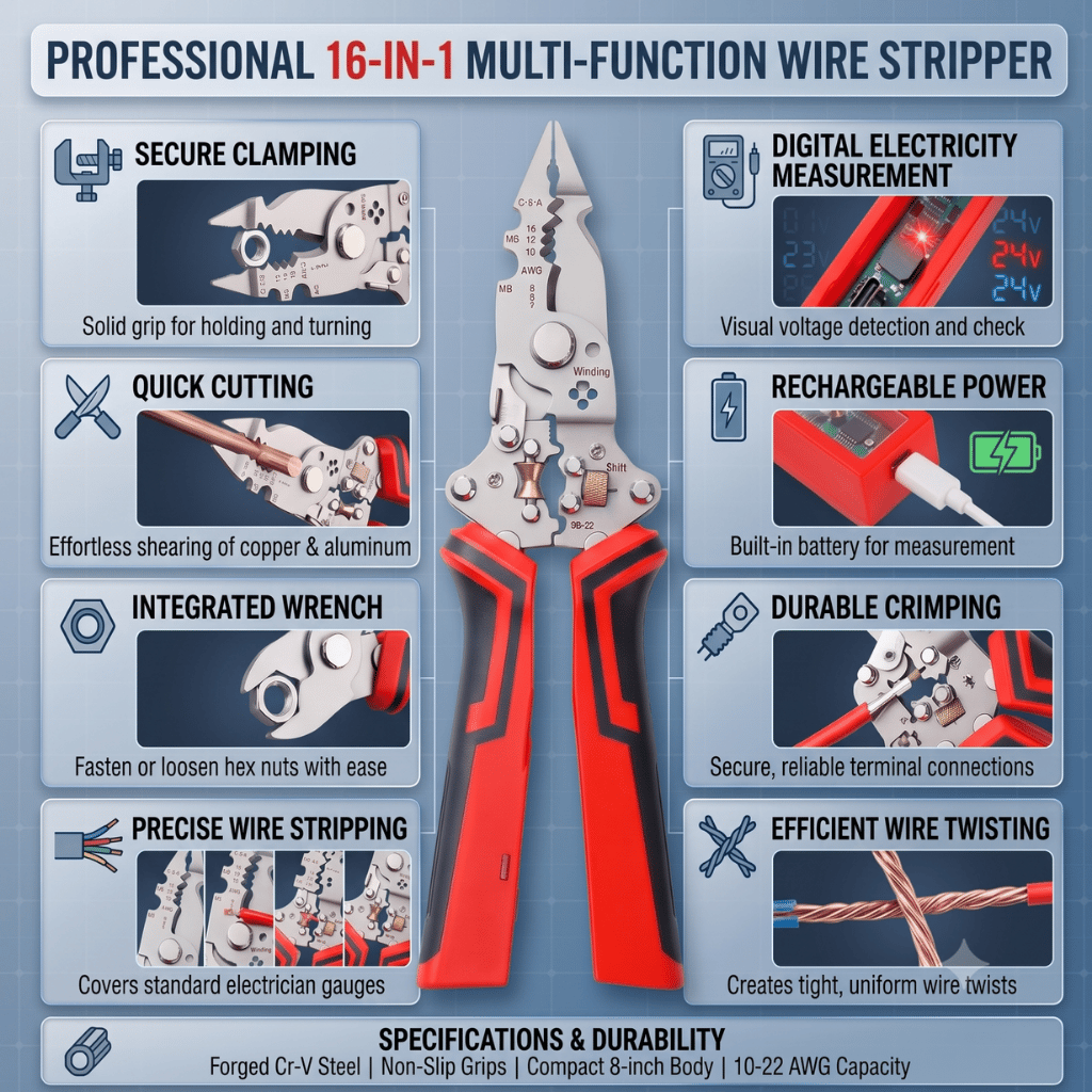 Professional 16-in-1 Wire Stripper Tool