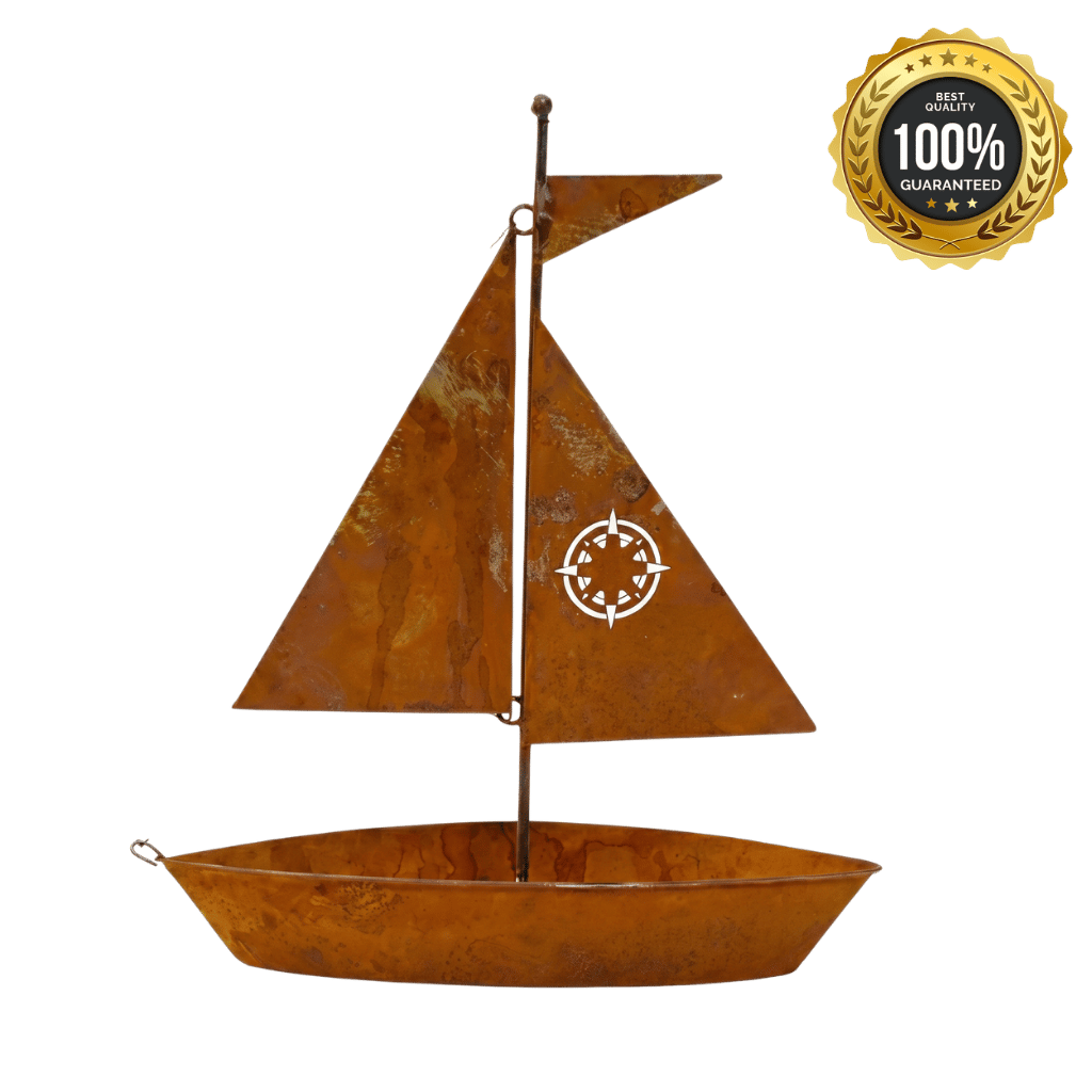 Vintage Sailboat Metal Planter