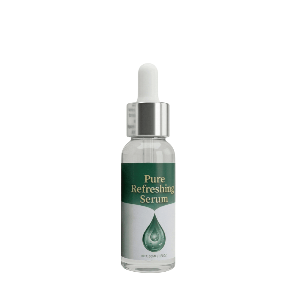 Premium Pure Refreshing Serum in a glass dropper bottle for daily skincare.