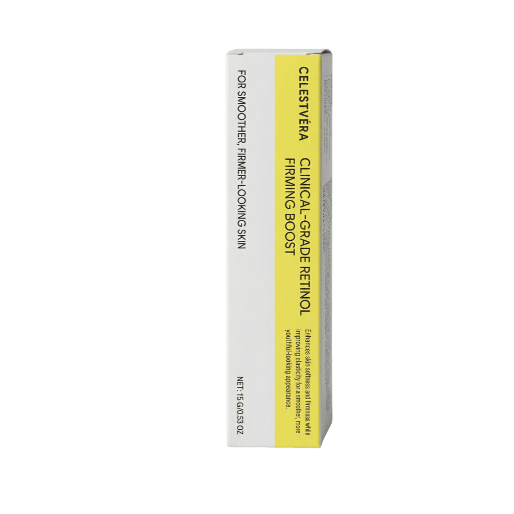 Celestvéra Clinical-Grade Retinol Firming Boost Serum packaging for smoother, firmer-looking skin.