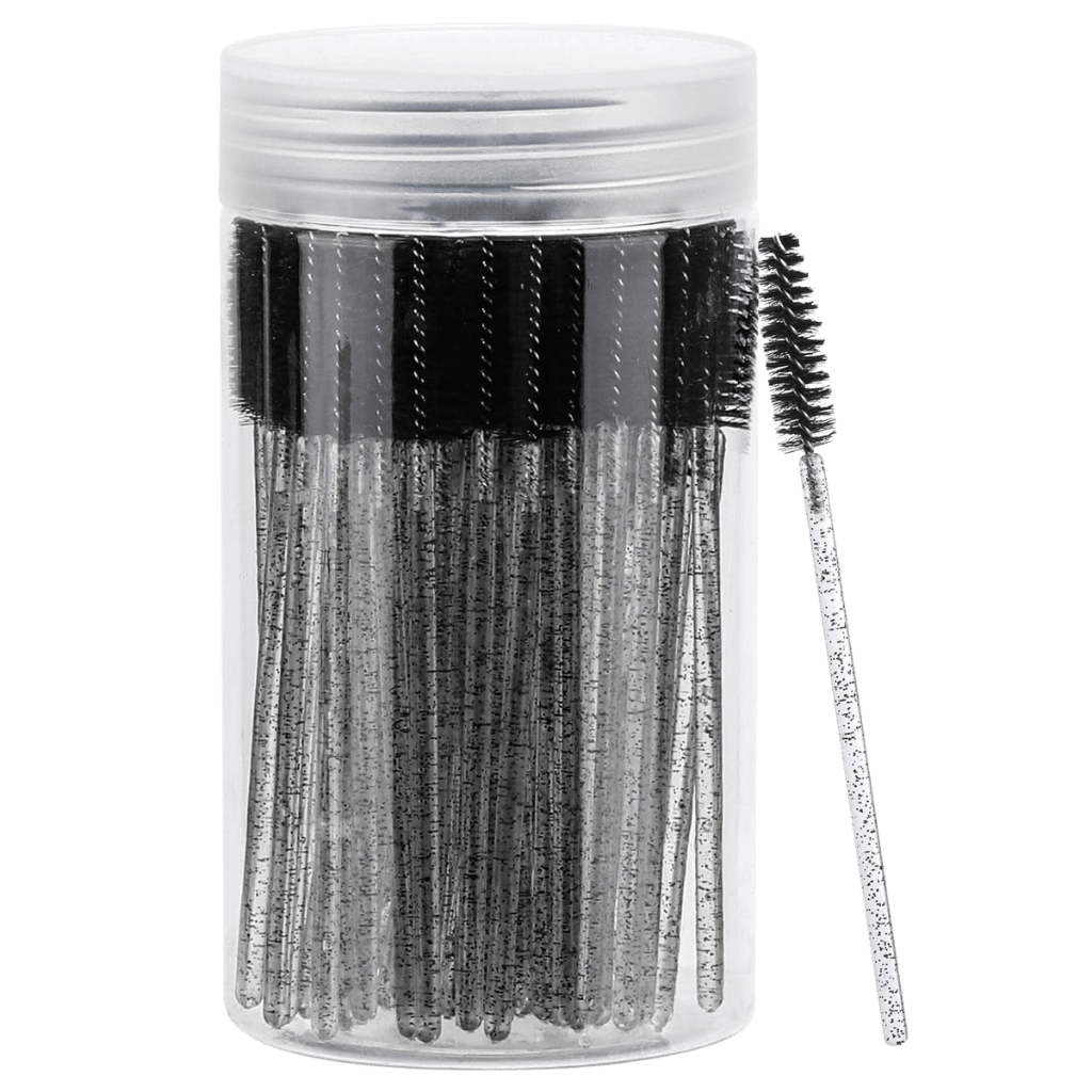 Disposable Mascara Wands - low weight in clear container for lash and brow grooming.