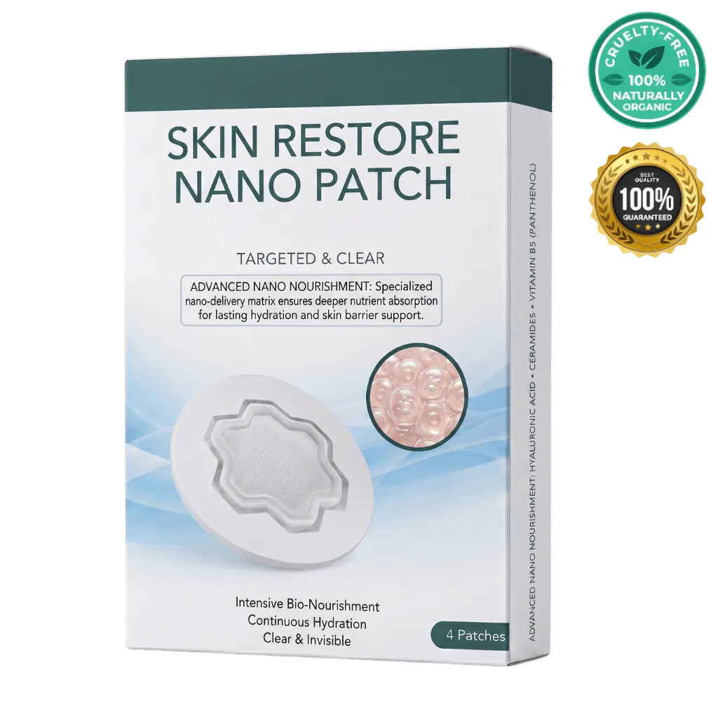 Luxe Skin Restore Nano Patch box showcasing hydrating skincare patches for smoother, healthier-looking skin.