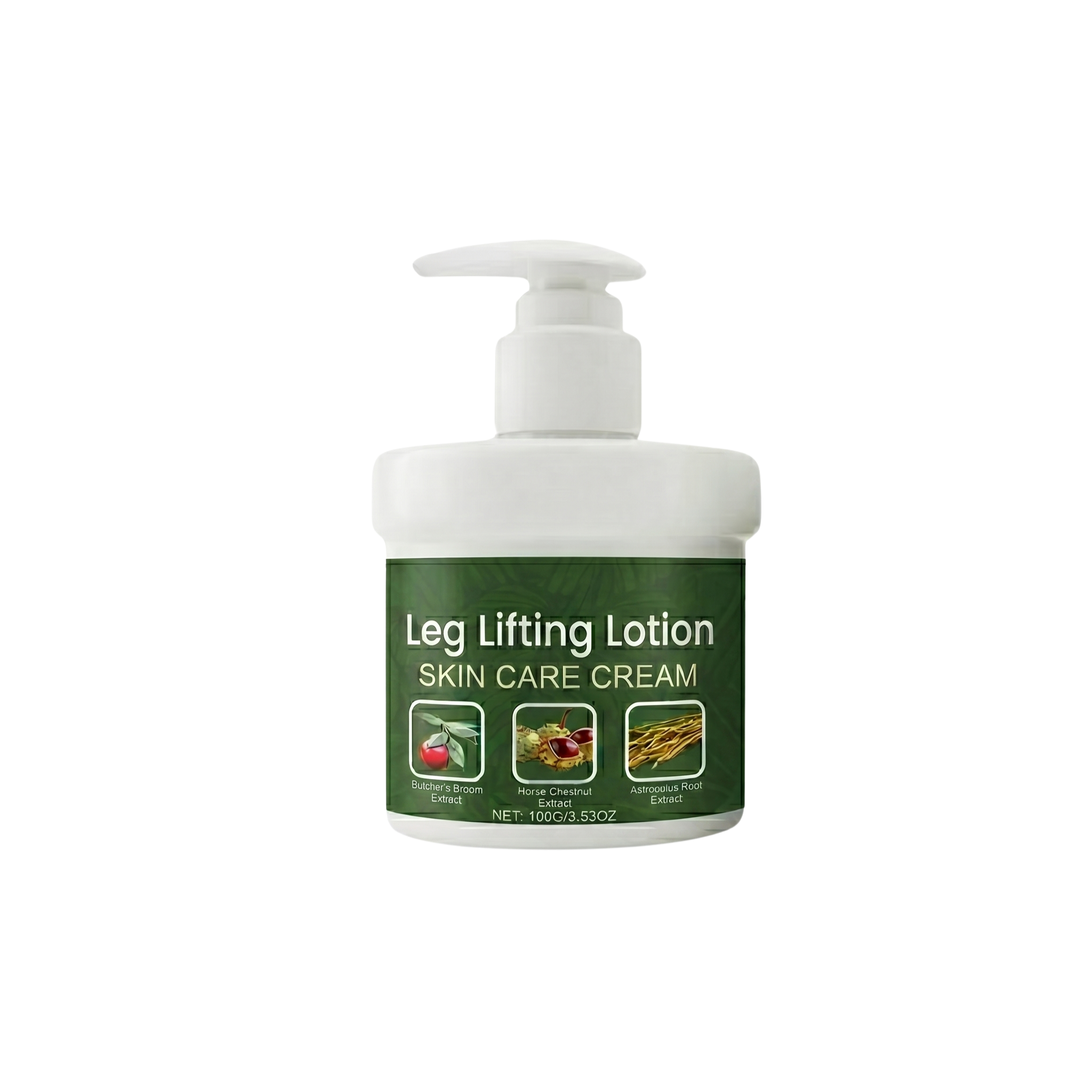 Leg Lifting Lotion skincare cream bottle with pump for smoother and firmer skin.