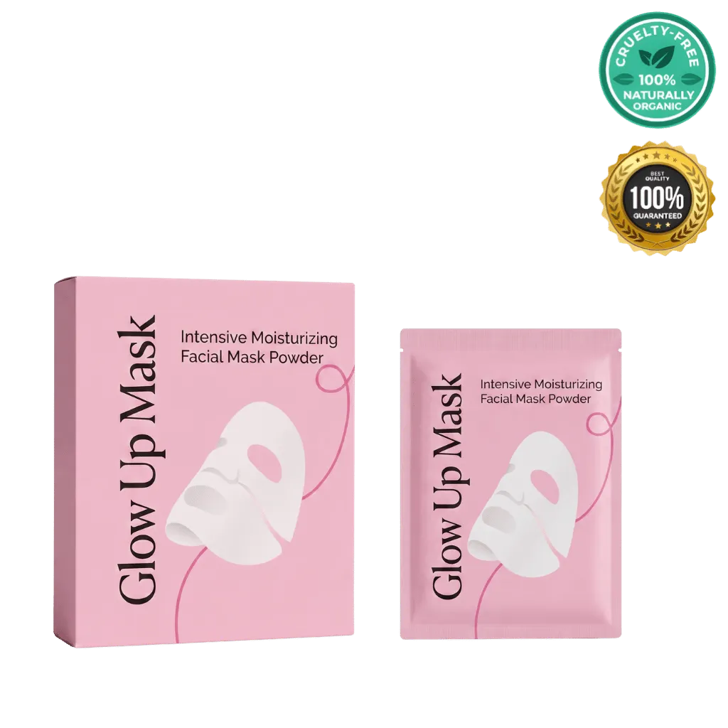 Glow Up Mask - Intensive Moisturizing Facial Mask Powder with cruelty-free and organic certifications.