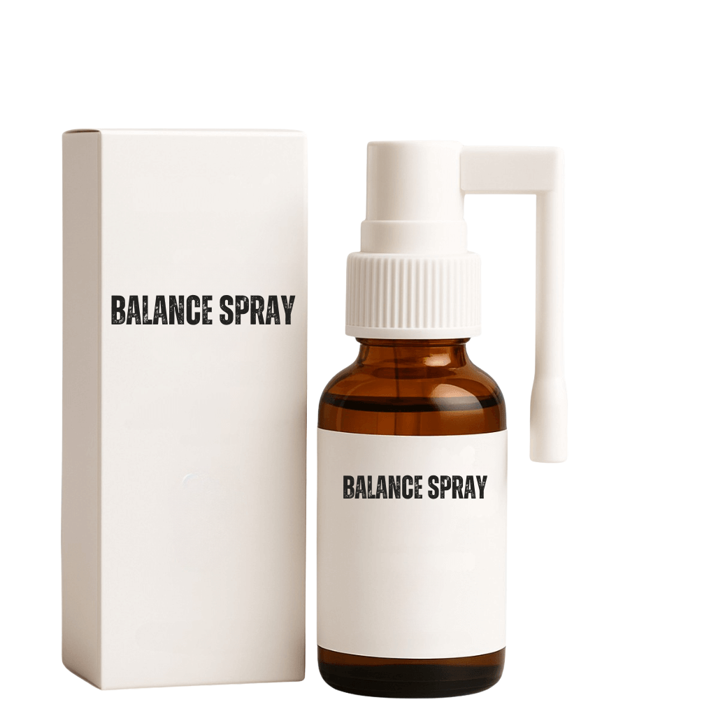 Balance Spray facial mist bottle and box showcasing its refreshing skincare benefits.