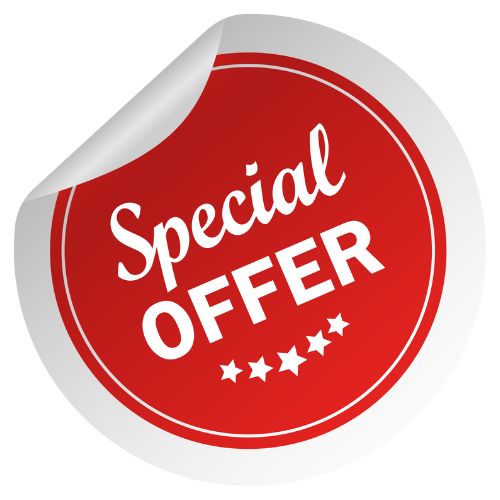 Red circular sticker with text 'Special Offer' highlighting a promotional deal.
